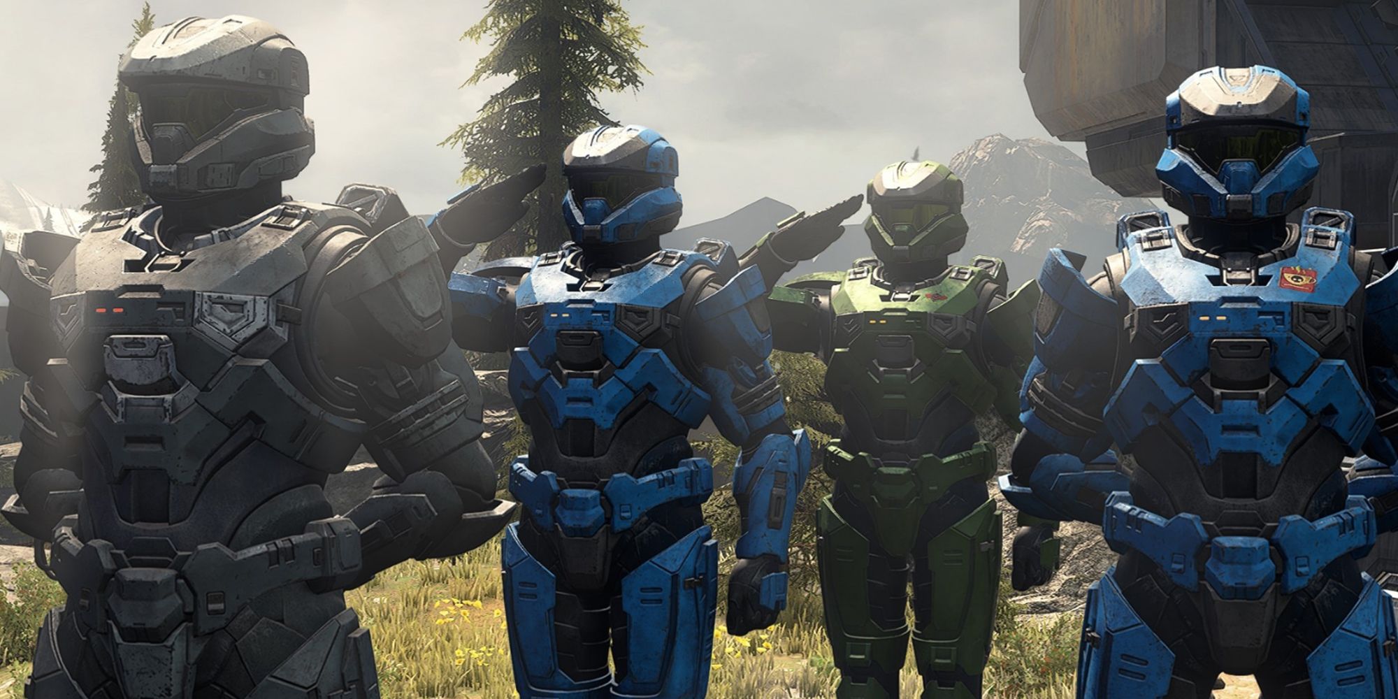 Halo Infinite - The Fireteam Squad Posing Together After A Game