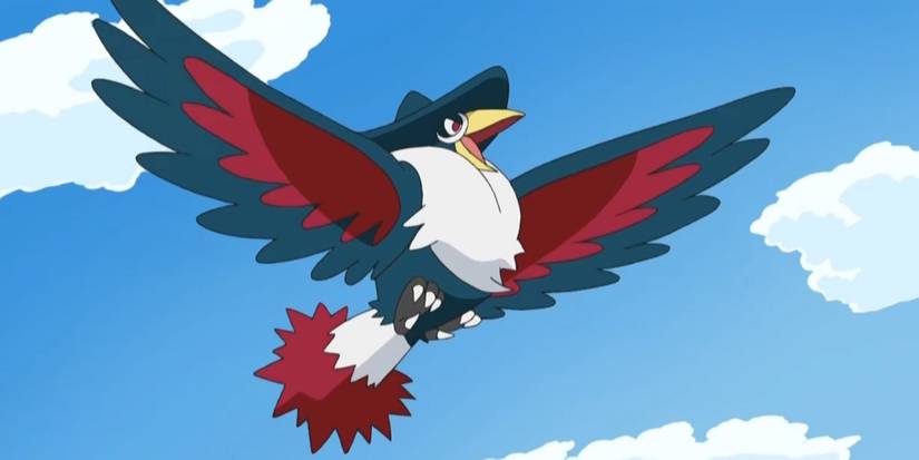 Pokemon Honchkrow flying in battle