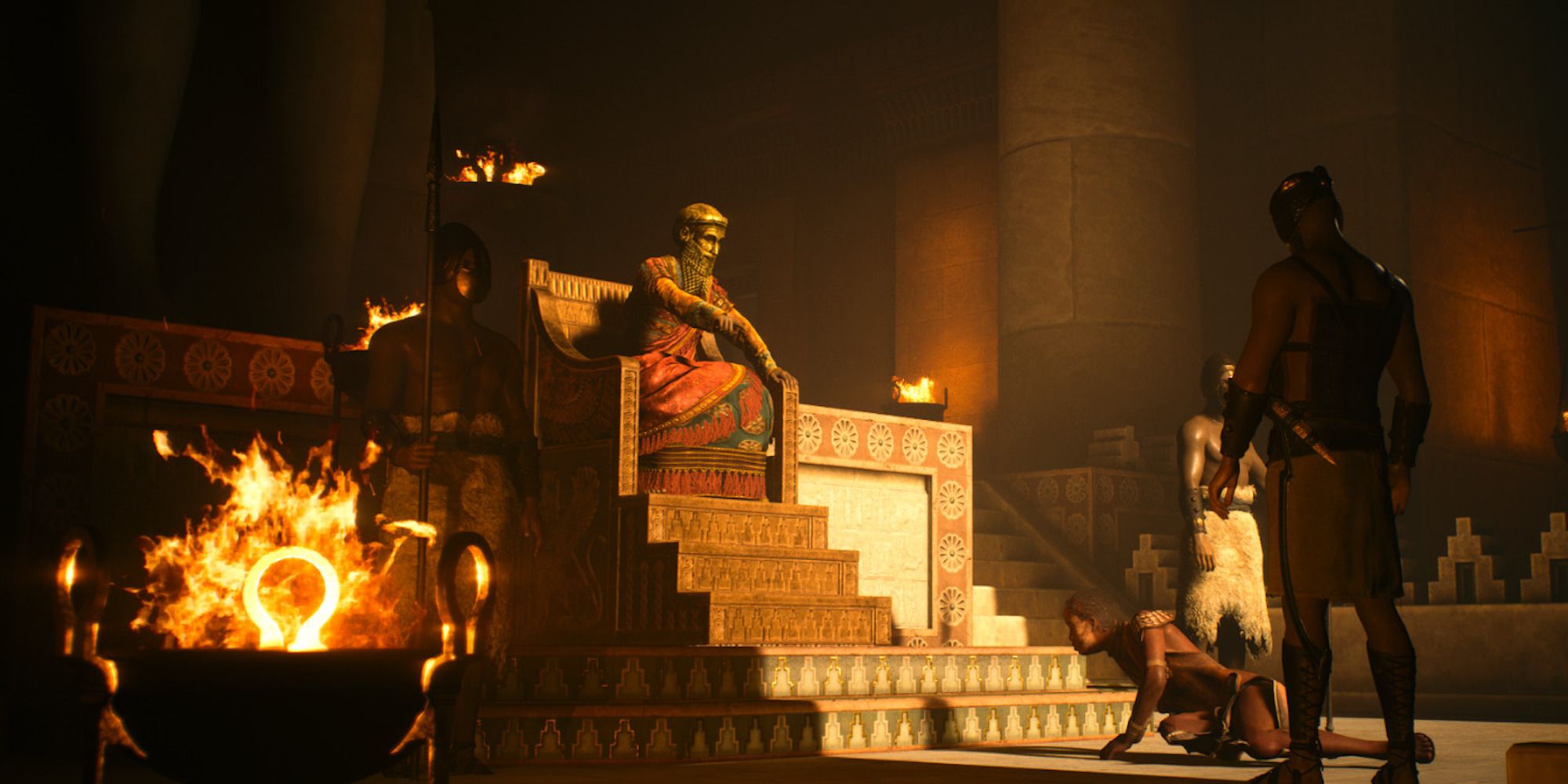 A scene featuring multiple characters from House of Ashes