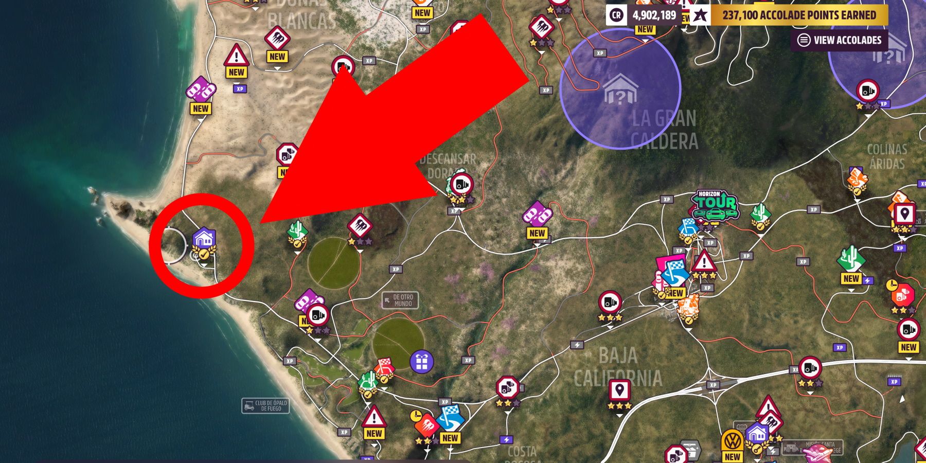 Forza Horizon 5 Buenas Vistas home location on map