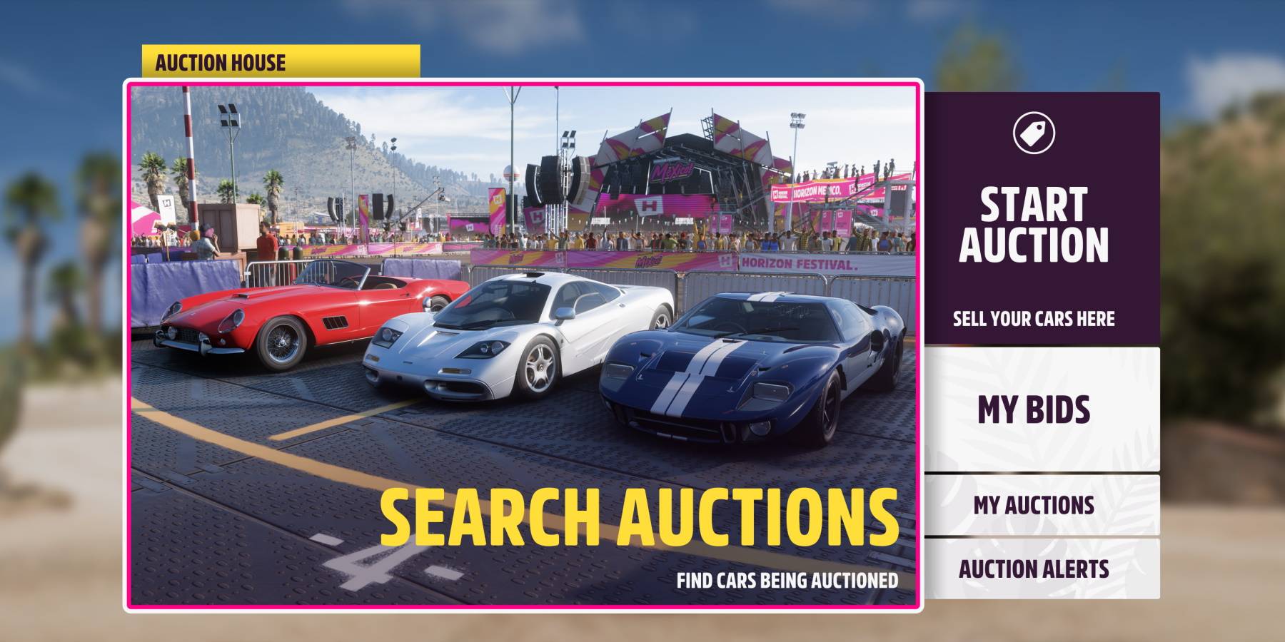 menú de la casa de subastas forza horizon 5