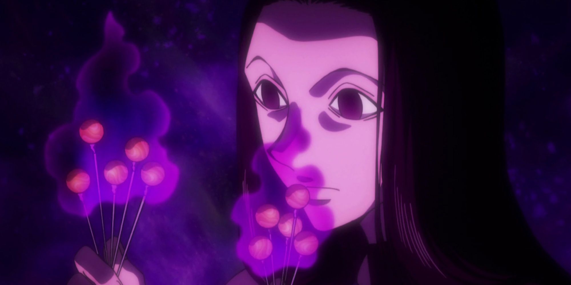 Hunter X Hunter - Phantom Troupe Member Illumi Zoldyck Infusing His Sinister Nen Into The Needles He Uses