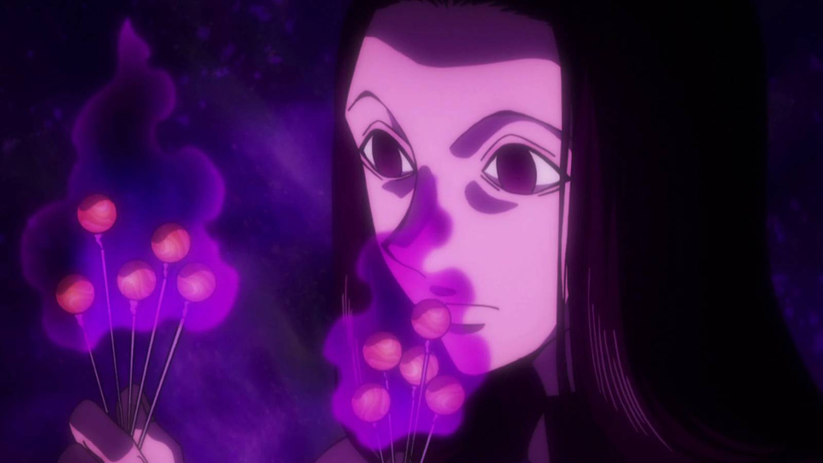 Hunter X Hunter - Phantom Troupe Member Illumi Zoldyck Infusing His Sinister Nen Into The Needles He Uses