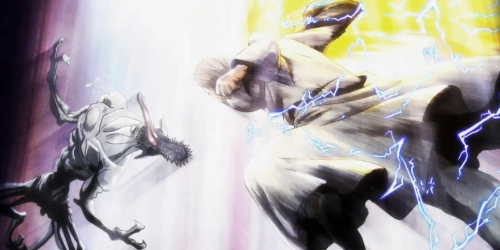 Hunter X Hunter - Phantom Troupe Member Phinks Still Frame Right Before He Uses His Hatsu Punch Ability On A Chimera Ant