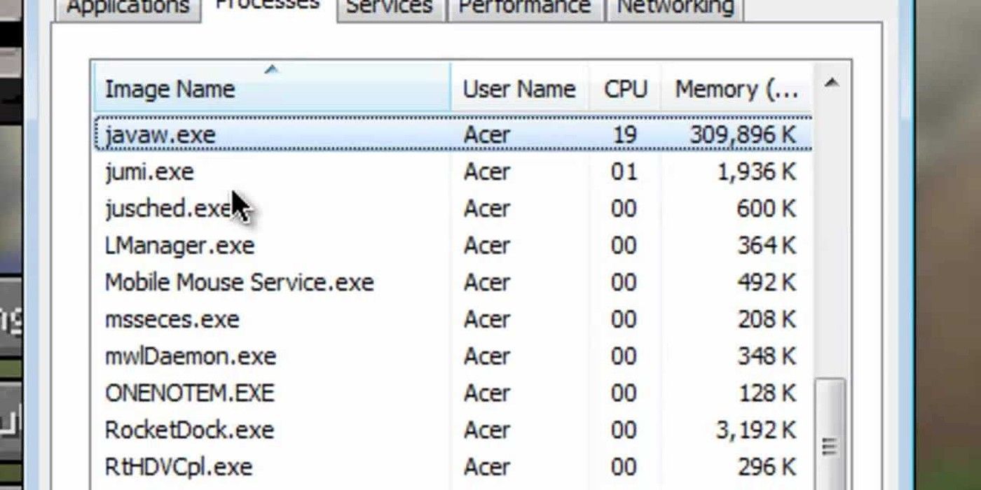 Javaw select processes with Minecraft window in background