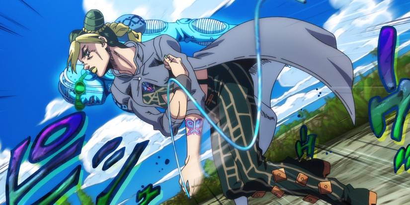 Jolyne Cujoh using Stone Free's threads