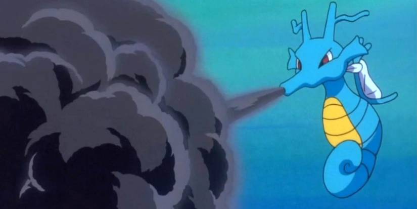Pokemon Kingdra shooting smoke in battle