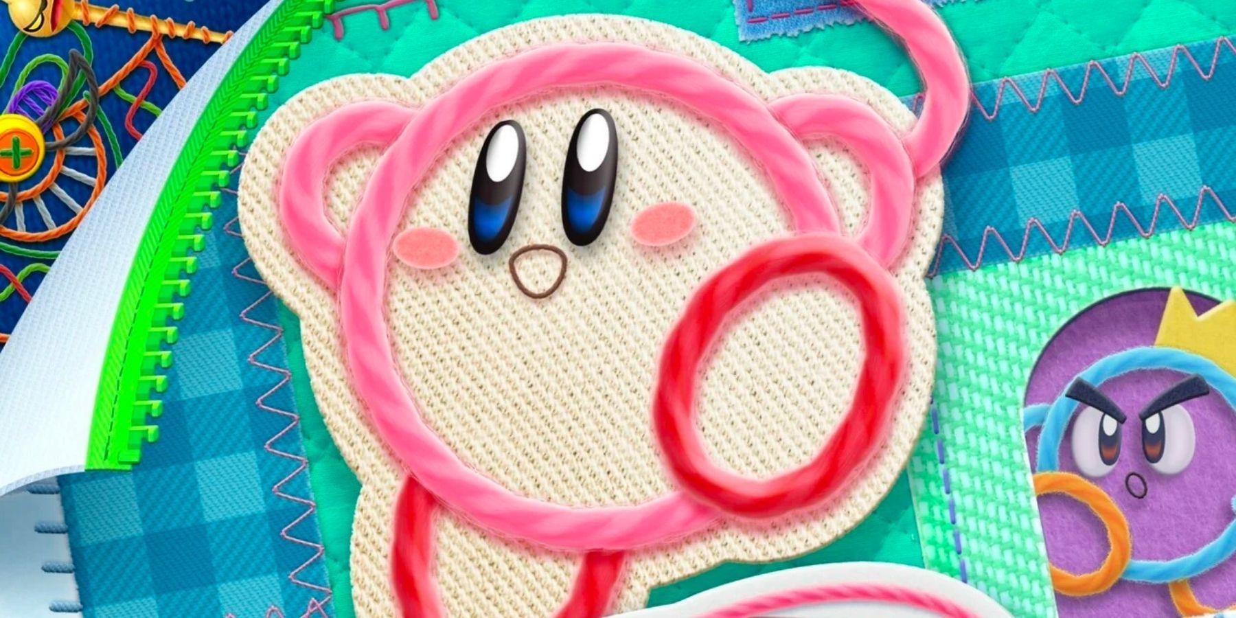 Kirby's Epic Yarn art with Kirby and other blue Kirby