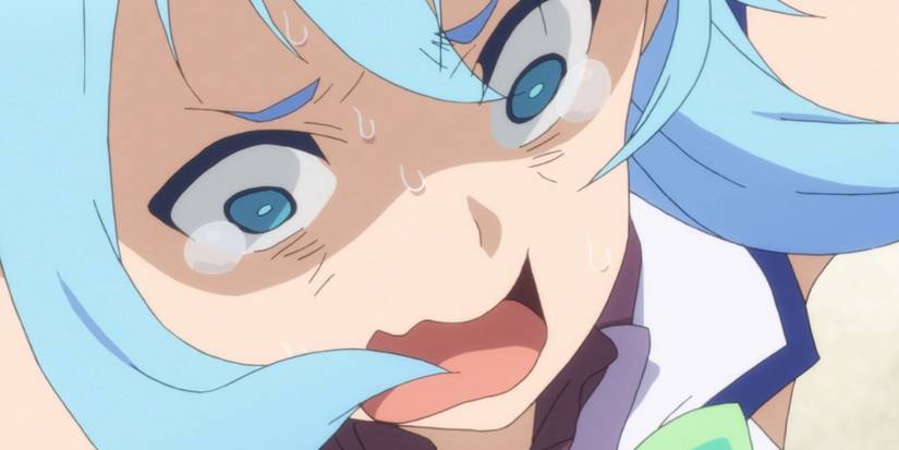 KonoSuba Aqua in tears after being sent to another world