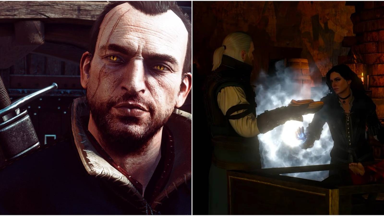 Lambert the witcher and geralt feeding yen in the witcher 3