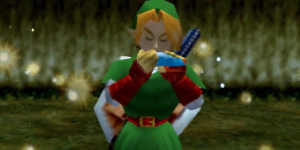Legend of Zelda Ocarina of Time Link Playing Ocarina Cropped
