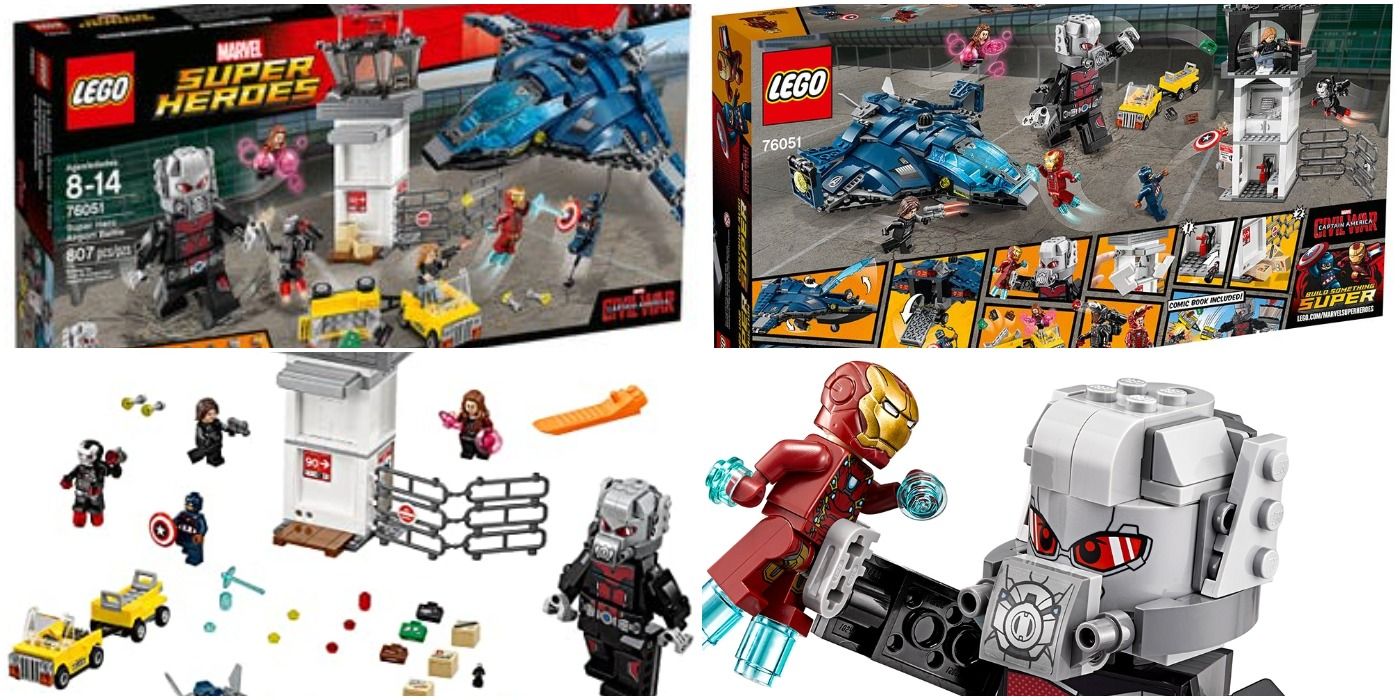 Lego Marvel Airport Battle front and back of box with pieces