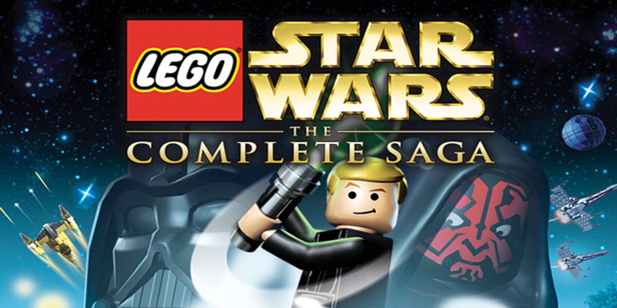 Lego Star Wars The Complete Saga Jedi with lightsaber and Darth Maul and Darth Vader mask Cover