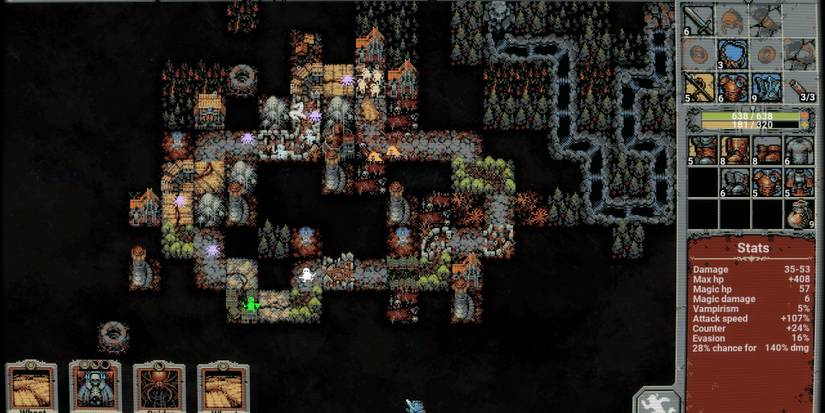 An active run in Loop Hero