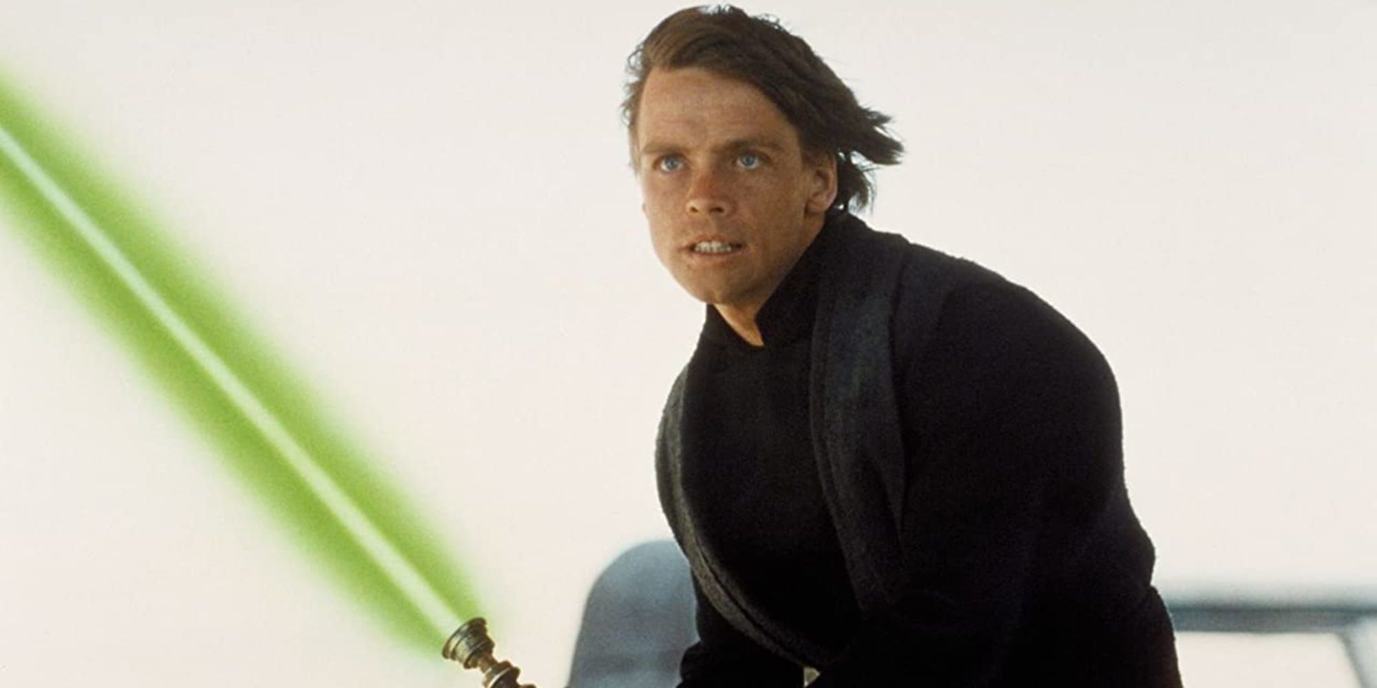 Luke Skywalker with a green lightsaber in Return of the Jedi