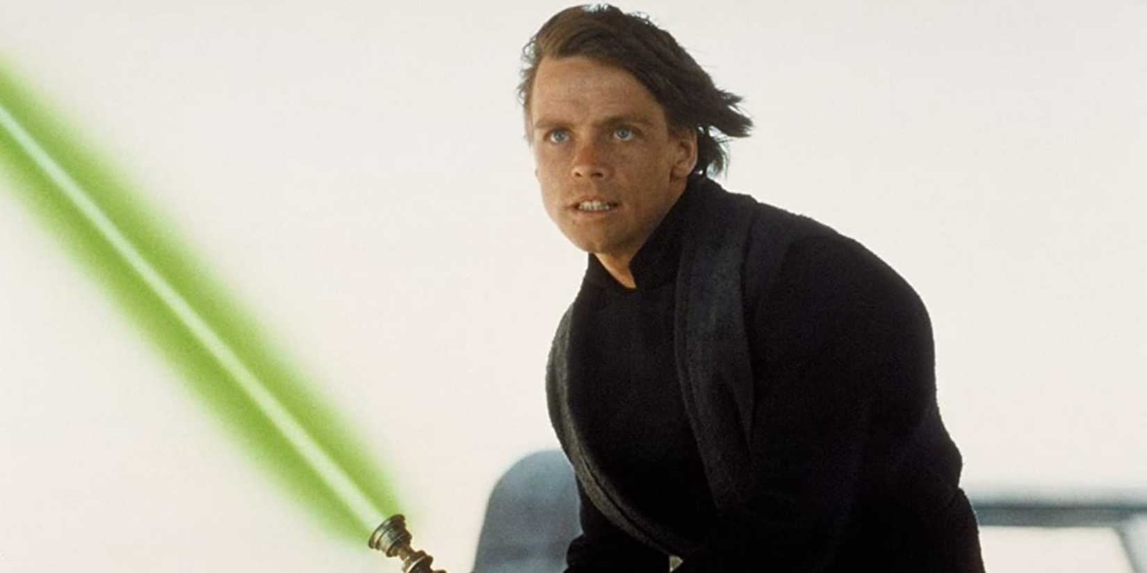 Luke Skywalker wields a green lightsaber in Return of the Jedi