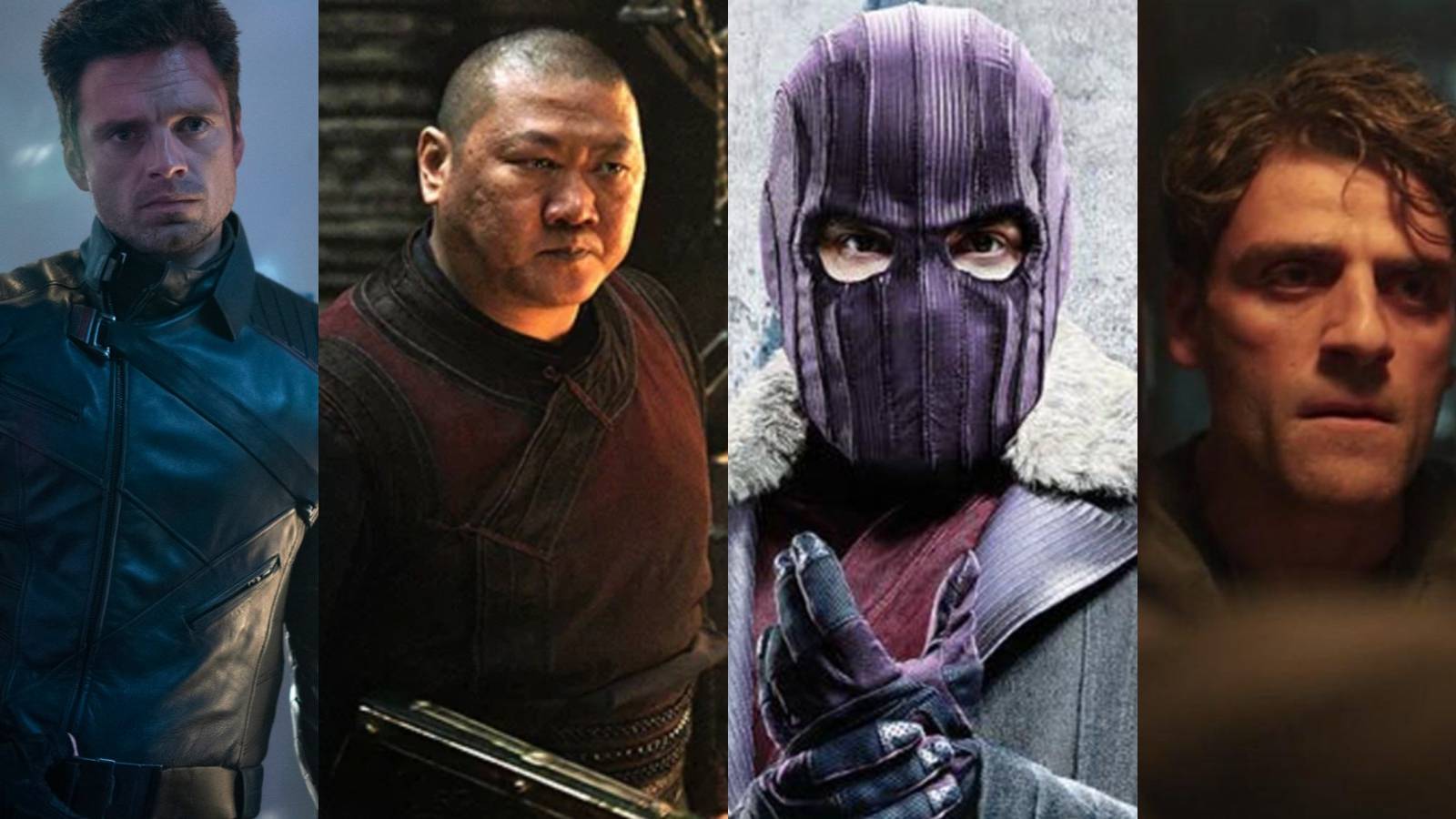 A split image depicts Winter Soldier, Wong, Helmut Zemo, and Moon Knight in the MCU