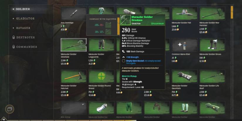 Marauder Soldier Greataxe description screenshot