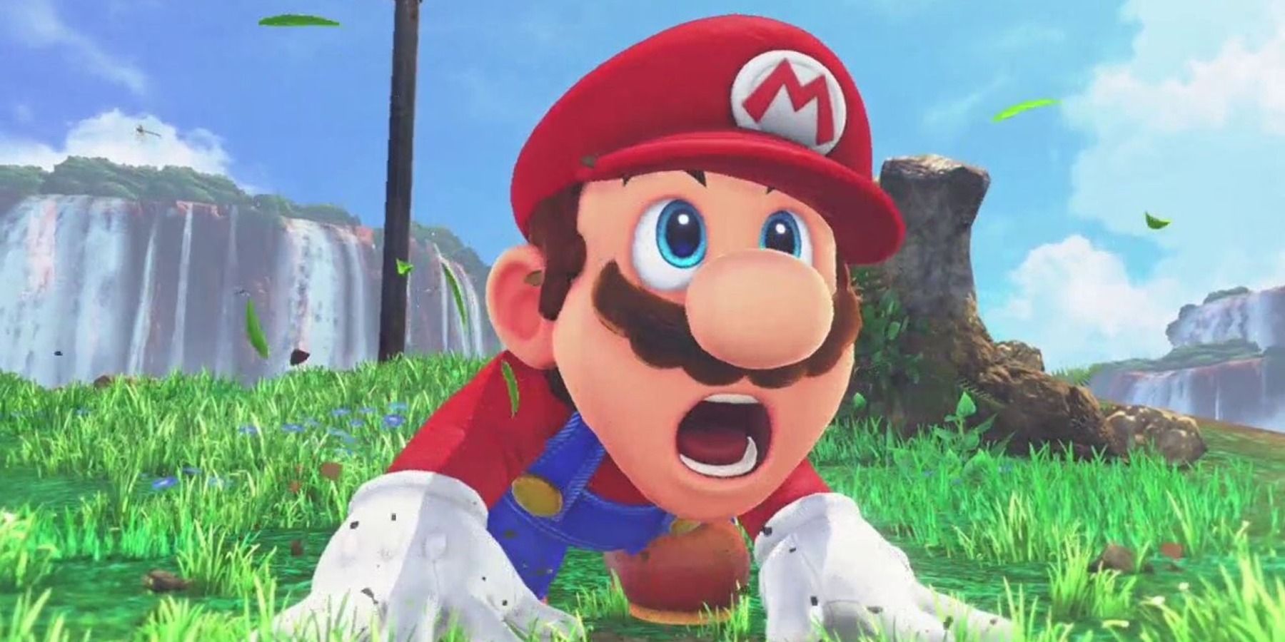 Mario shocked in Cascade Kingdom