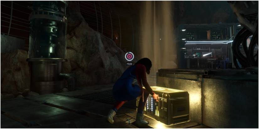 Marvels Avengers Ms Marvel opeining a crate