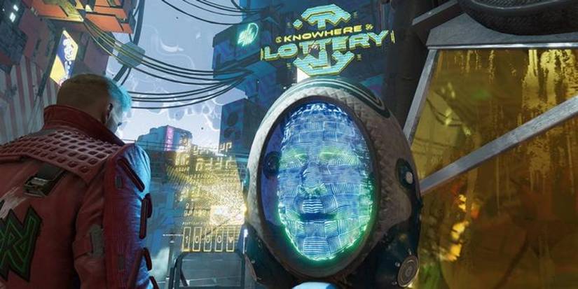 Marvel's Guardians of the Galaxy knowhere chapter 6 peter quill beside ticket stand