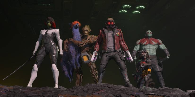A cutscene featuring characters from Marvel’s Guardians of the Galaxy