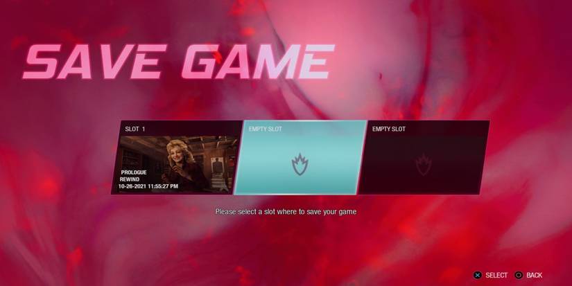 The save menu from Marvel’s Guardians of the Galaxy