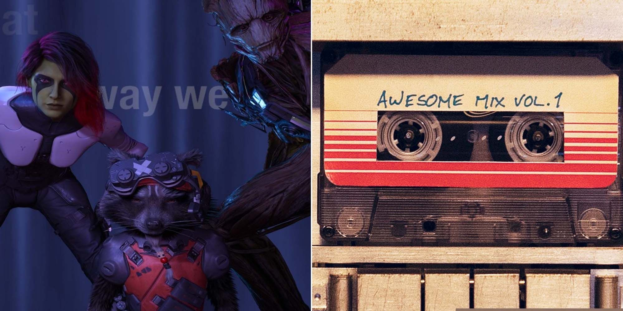 Marvel’s Guardians of the Galaxy guardians from game and awesome mix vol 1 from mcu