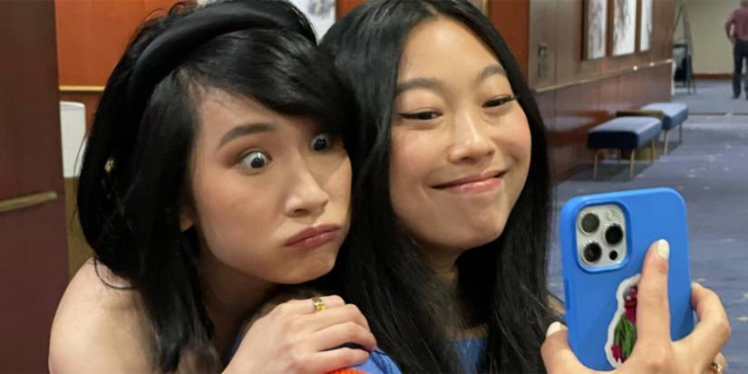 Meng'er Zhang and Awkwafina BTS Shang-Chi