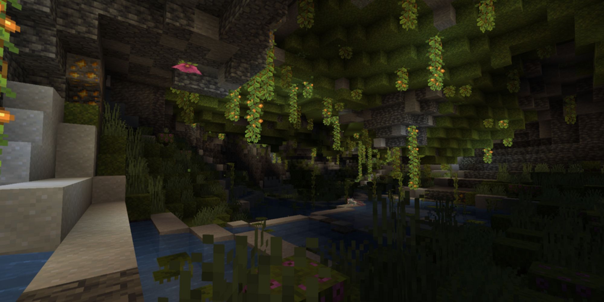 What is the title of this picture ? Minecraft: How to Find Lush Caves