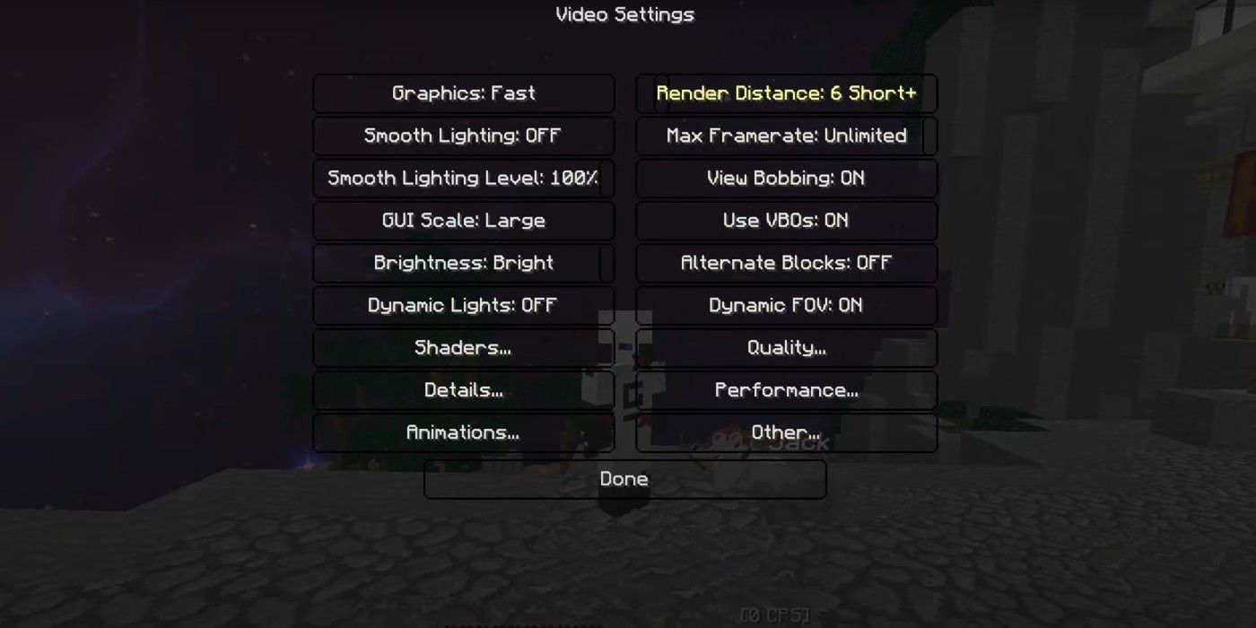 Minecraft video settings for good performance