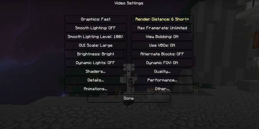 Minecraft video settings for good performance