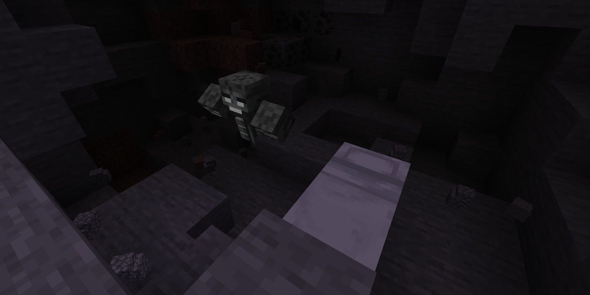 A bed near a Wither in Minecraft