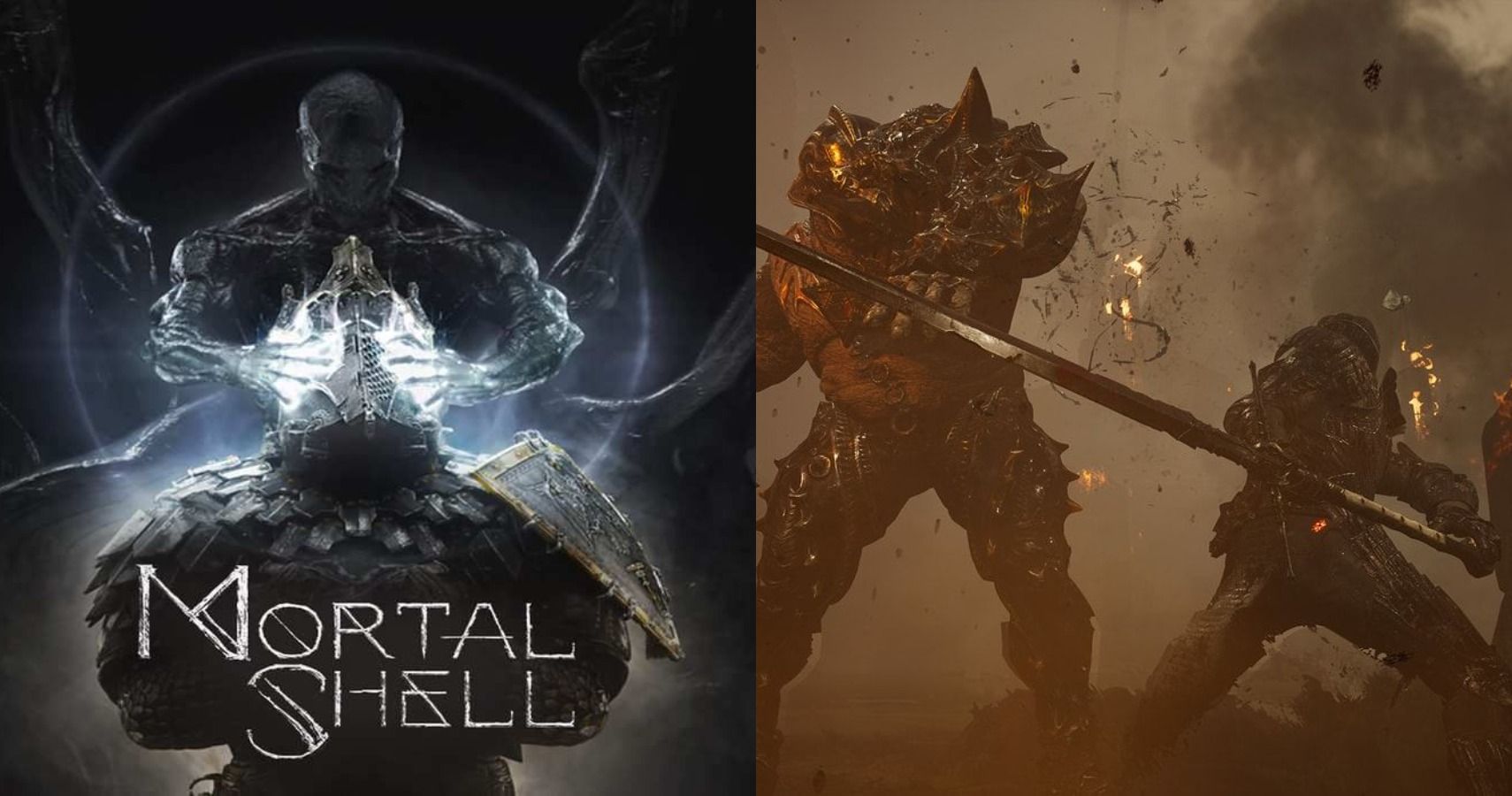 Mortal Shell cover-art and boss combat