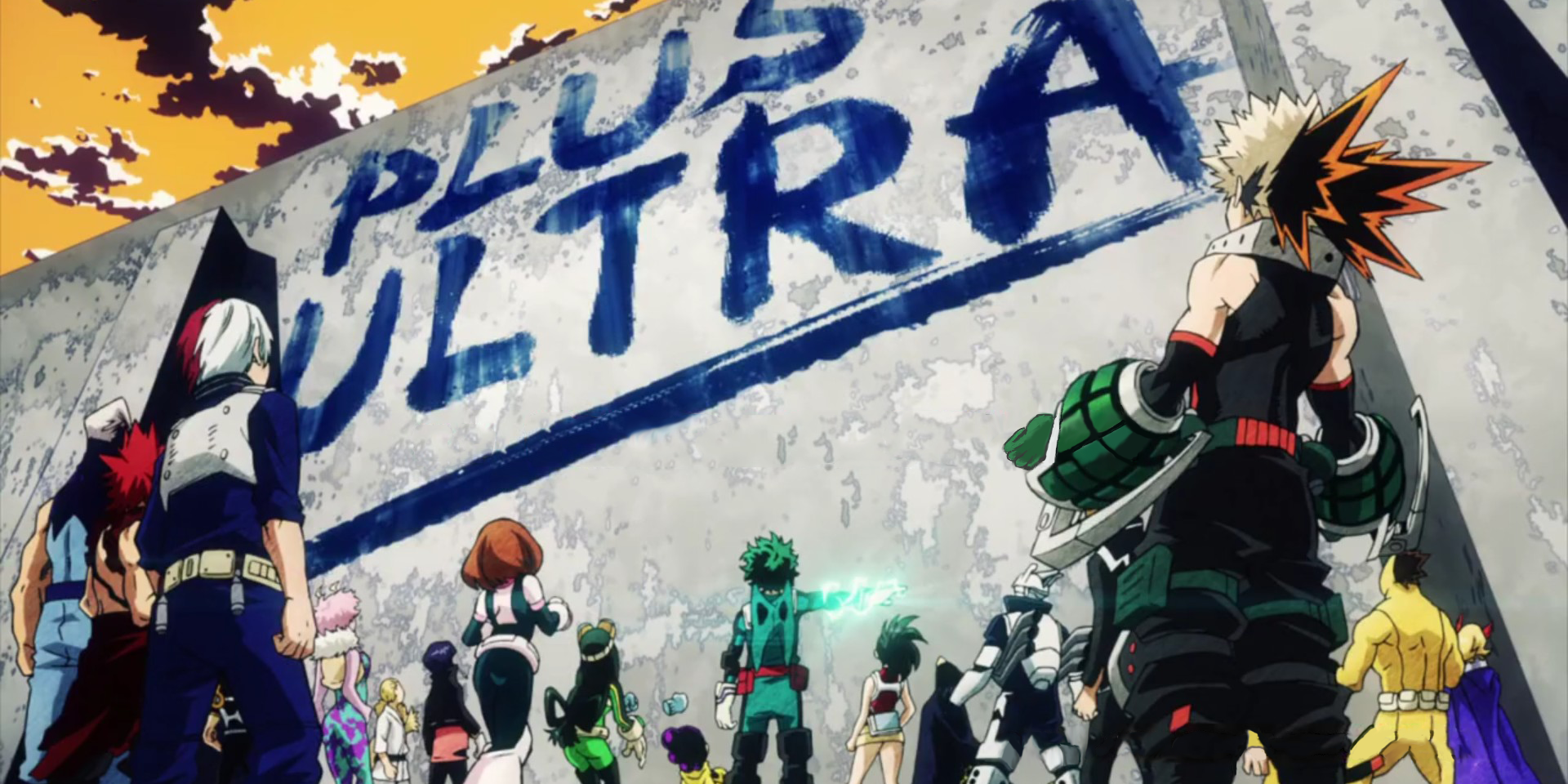 My Hero Academia Class 1-A looking at Plus Ultra