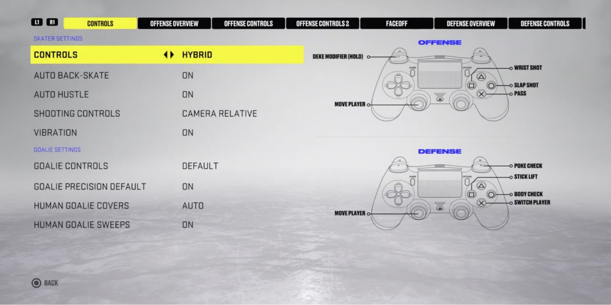 NHL 22 - Hybrid controller settings