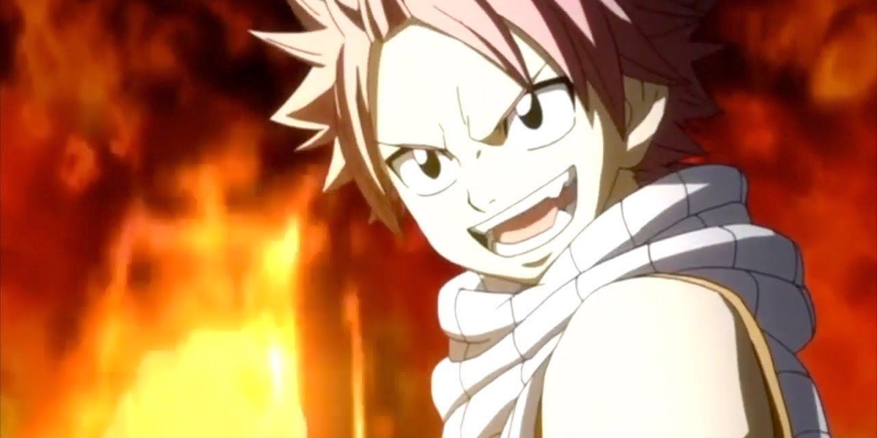 Natsu Dragneel surrounded by fire