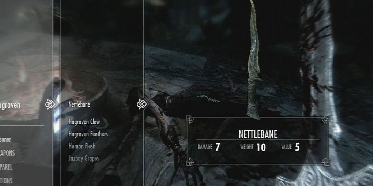 Nettlebane Being Looted From A Hagraven Corpse Skyrim