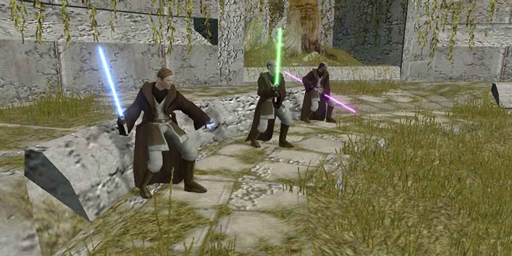 Three Jedi preparing for battle in Star Wars: Knights of the Old Republic