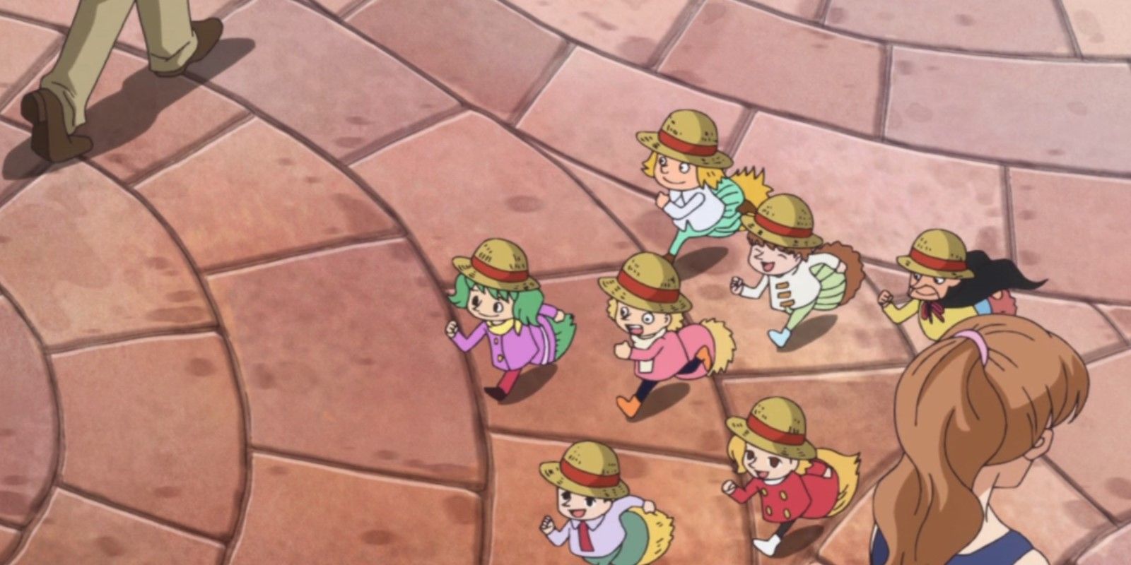 One Piece Tontatta wearing straw hats
