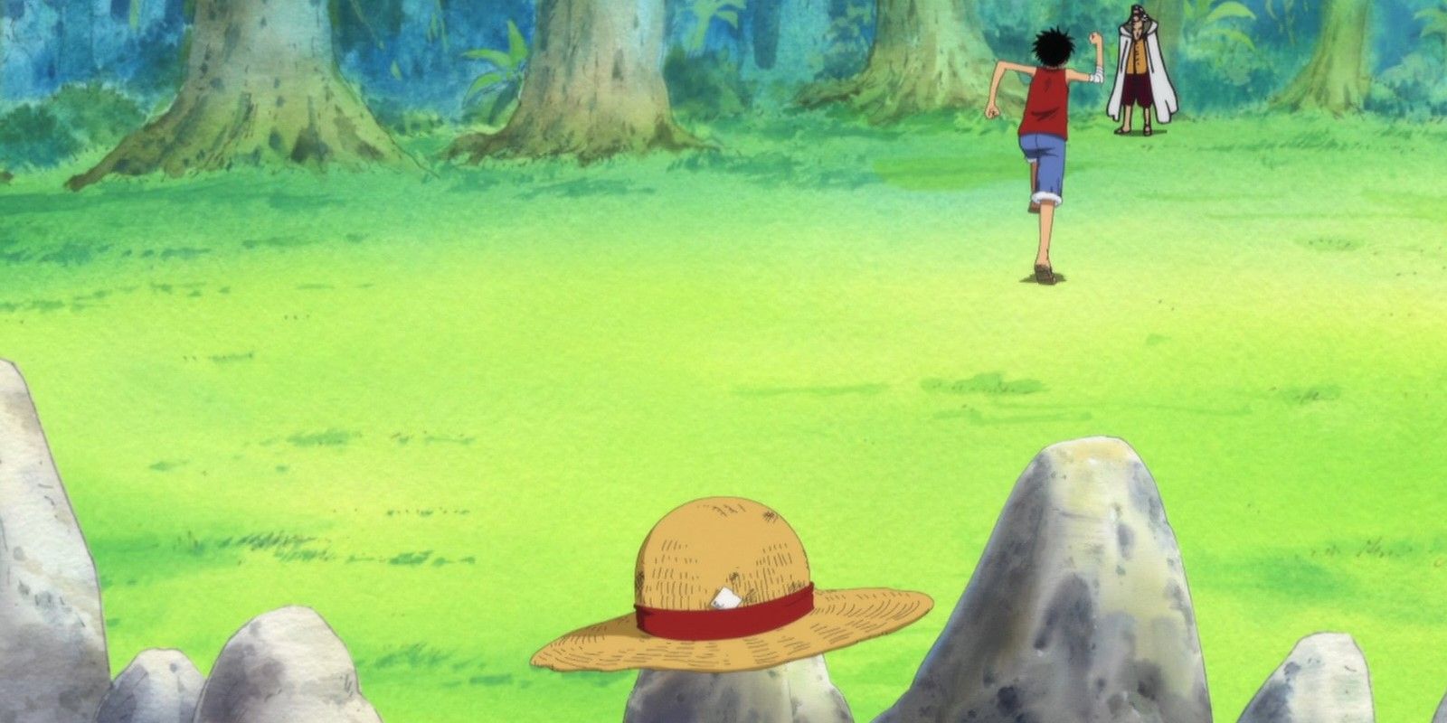 One Piece Luffy leaves his hat behind to go train with Rayleigh