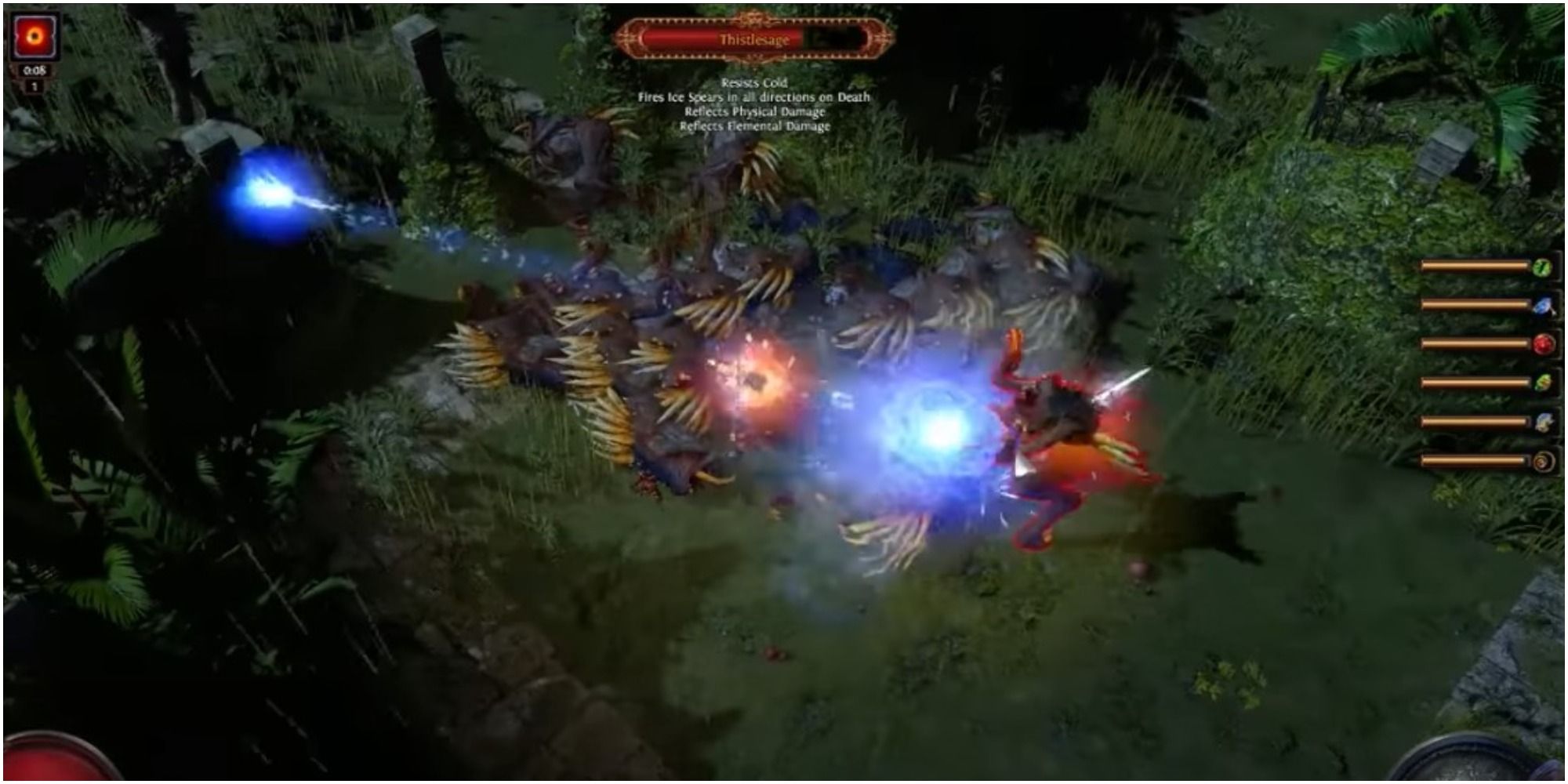 Path Of Exile Scion Casting An Orb At Thistlesage