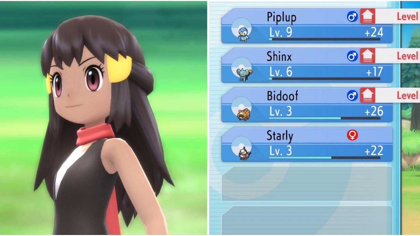 The main character and leveling up in Pokemon Brilliant Diamond 
