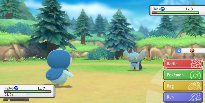 Fighting a battle in Pokemon Brilliant Diamond 