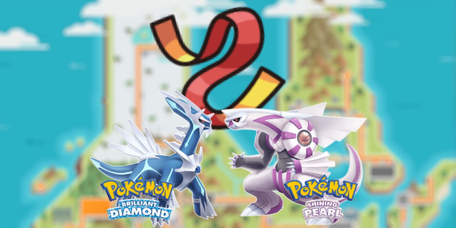 Pokemon Brilliant Diamond Shining Pearl legendaries box cover on blurred map with focus sash picture in background