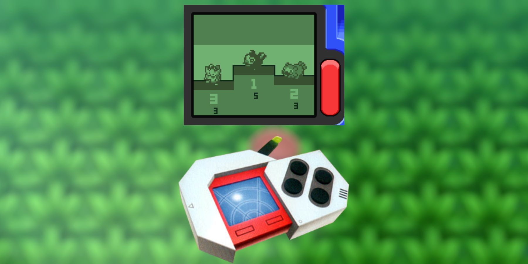 Pokemon Brilliant Diamond and Shining Pearl Poke Radar and Chain Counter on blurred grass background