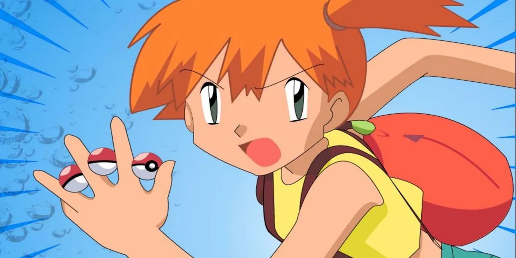 Pokemon Misty Holding Pokeballs