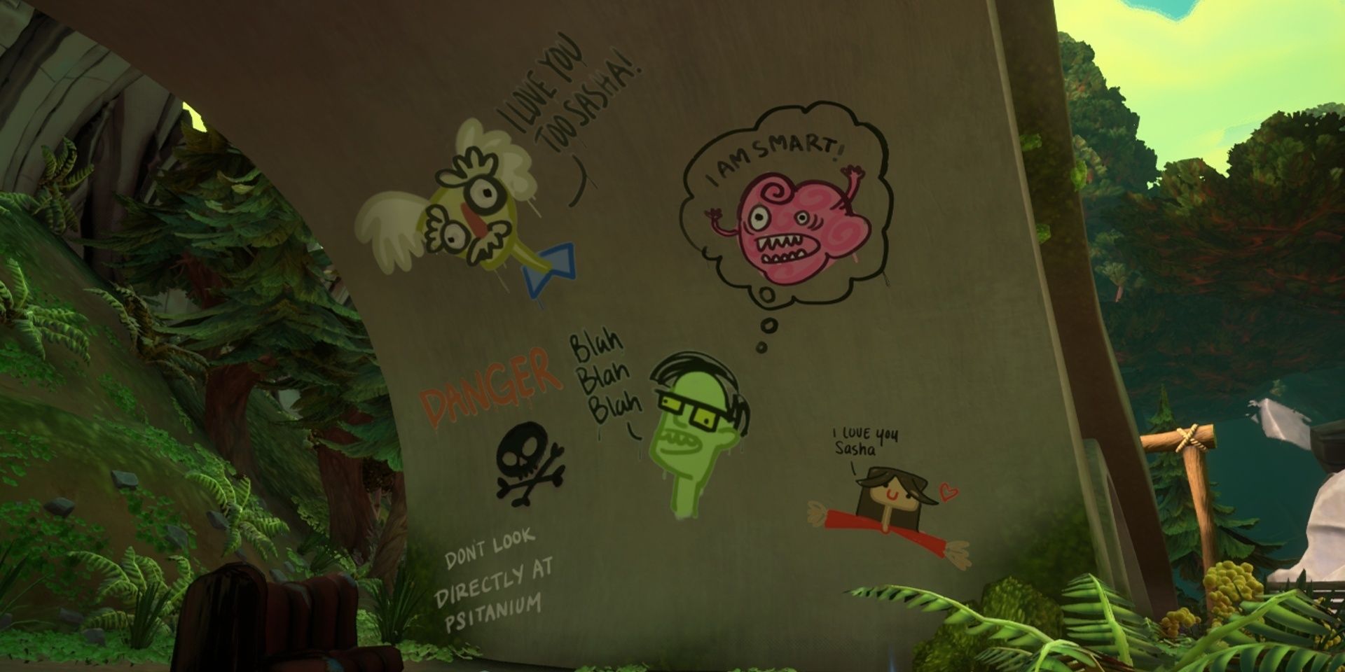 Graffiti under the Funicular in Psychonauts 2