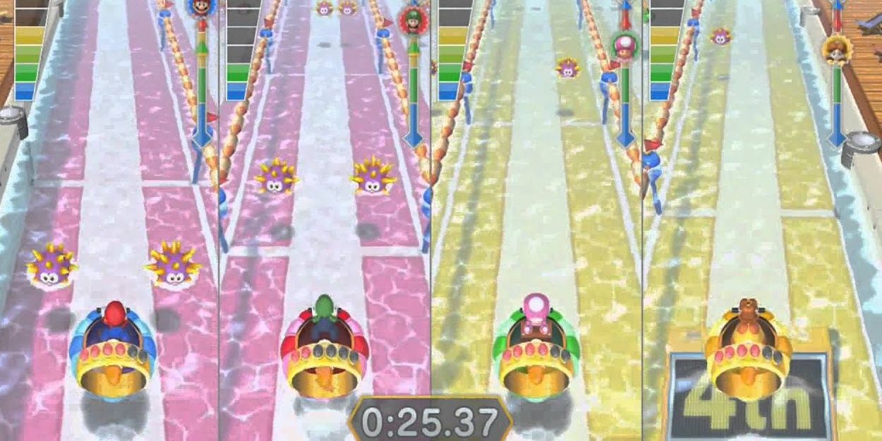 Mario Party Superstars Rapid River Race Minigame