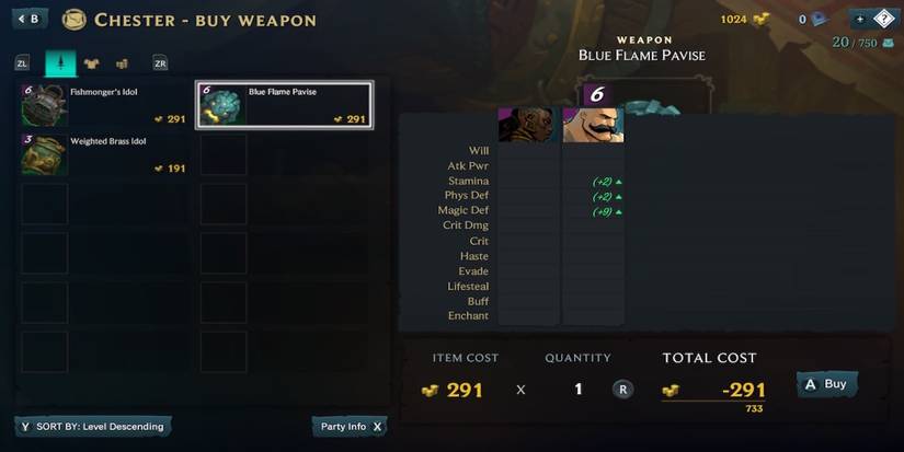 A shop menu from Ruined King: A League of Legends Story